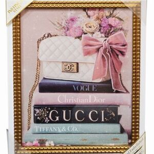 Instinct Style Fashion Bookstack Framed Wall Decor